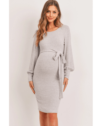 Robe maternité grise manches bouffantes - Bébé LoupHello Miz