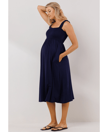 Robe maternité marine bretelles larges - Bébé LoupHello Miz