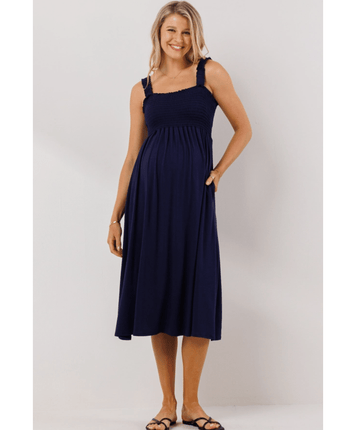 Robe maternité marine bretelles larges - Bébé LoupHello Miz