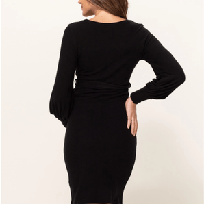 Robe maternité noire manches bouffantes - Bébé LoupHello Miz