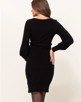 Robe maternité noire manches bouffantes - Bébé LoupHello Miz