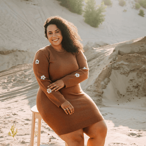 Robe Sahara café avec broderie - Bébé LoupRose maternité