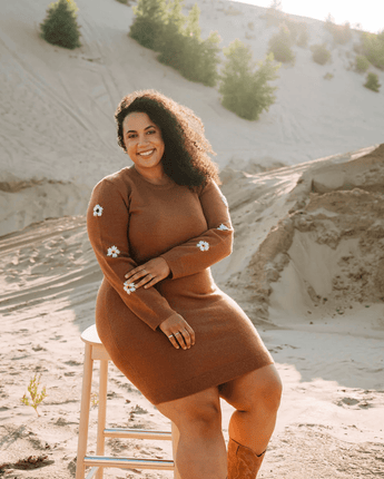 Robe Sahara café avec broderie - Bébé LoupRose maternité