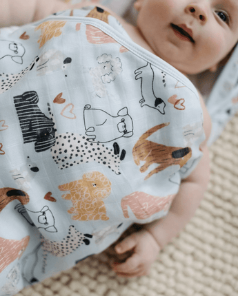 Serviette de bain et débarbouillette Honey puppies - Bébé LoupLoulou Lollipop