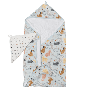 Serviette de bain et débarbouillette Honey puppies - Bébé LoupLoulou Lollipop