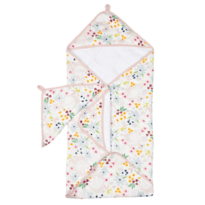 Serviette de bain et débarbouillette Shell floral - Bébé LoupLoulou Lollipop