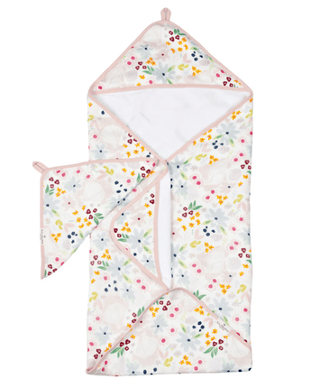 Serviette de bain et débarbouillette Shell floral - Bébé LoupLoulou Lollipop