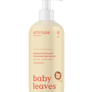 Shampoing et gel douche 2 en 1 Baby Leaves Nectar de poire - Bébé LoupAttitude