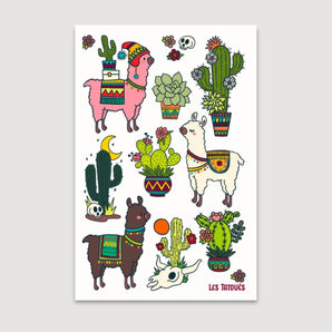 Tatouages temporaires Alpagas et cactus - Bébé LoupLes tatoués
