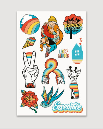 Tatouages temporaires Arc en ciel - Bébé LoupLes tatoués