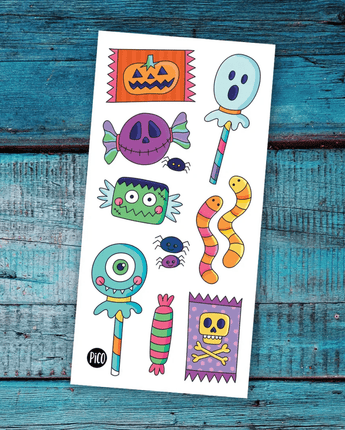 Tatouages temporaires Bonbons d'Halloween - Bébé LoupPico tatouages temporaires