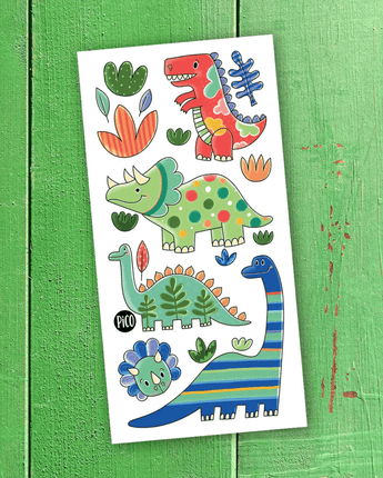 Tatouages temporaires Dinos colorés - Bébé LoupPico tatouages temporaires