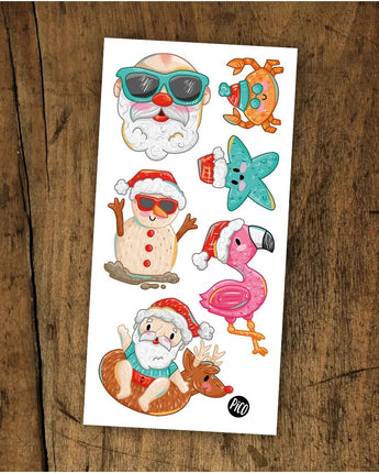 Tatouages temporaires Père Noël à la plage - Bébé LoupPico tatouages temporaires