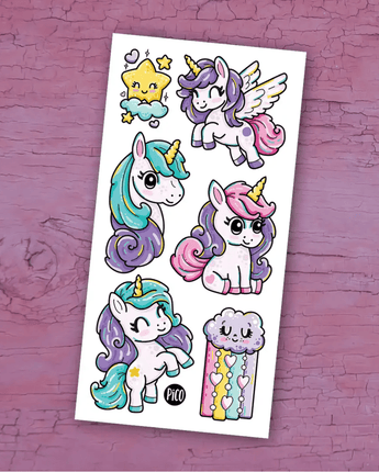 Tatouages temporaires Pouliches Arc - en - ciel - Bébé LoupPico tatouages temporaires