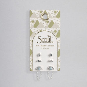 Trio boucle d'oreille Montagne/Howlite - Bébé LoupScout curated wears