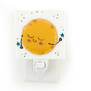 Veilleuse en verre fusionné Lune - Bébé LoupVeille sur toi