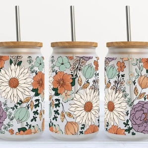 Verre 16oz Fleurs vintage - Bébé LoupKate Heaven