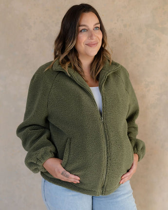 Veste Teddy vert forêt - Bébé LoupRose maternité