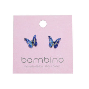Boucle d'oreille papillon bleu - Bébé LoupBambino
