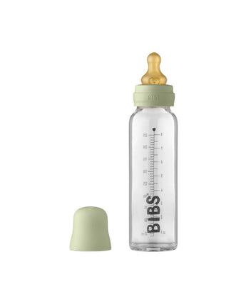 Bouteille en verre 225 ml sauge caoutchouc naturel - Bébé LoupBibs