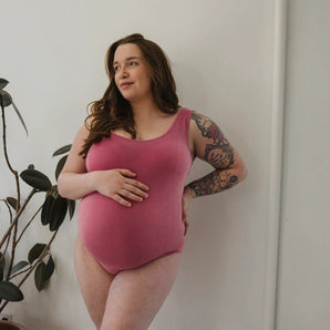 Justaucorps bretelles larges framboise (vieux rose) - Bébé LoupLait de Poule