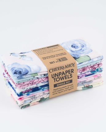 Lingettes épaisseur unique (8) imprimé floral - Bébé LoupUnpaper