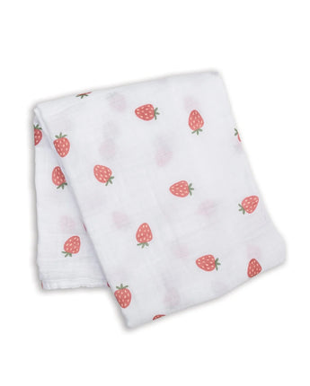 Mousseline de coton Fraise - Bébé LoupLulujo