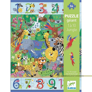 Puzzle géant 1 à 10 Jungle 54 pcs - Bébé LoupDjeco