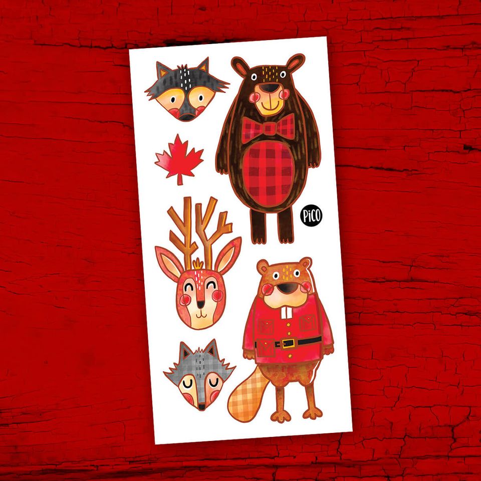 Tatouages temporaires animaux du Canada - Bébé LoupPico tatouages temporaires