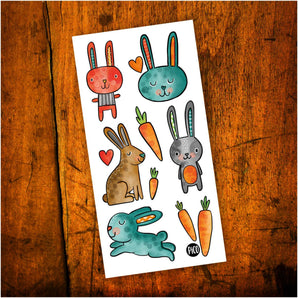 Tatouages temporaires doux lapinous - Bébé LoupPico tatouages temporaires
