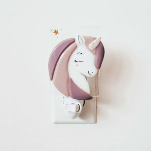 Veilleuse en verre fusionné Licorne - Bébé LoupVeille sur toi